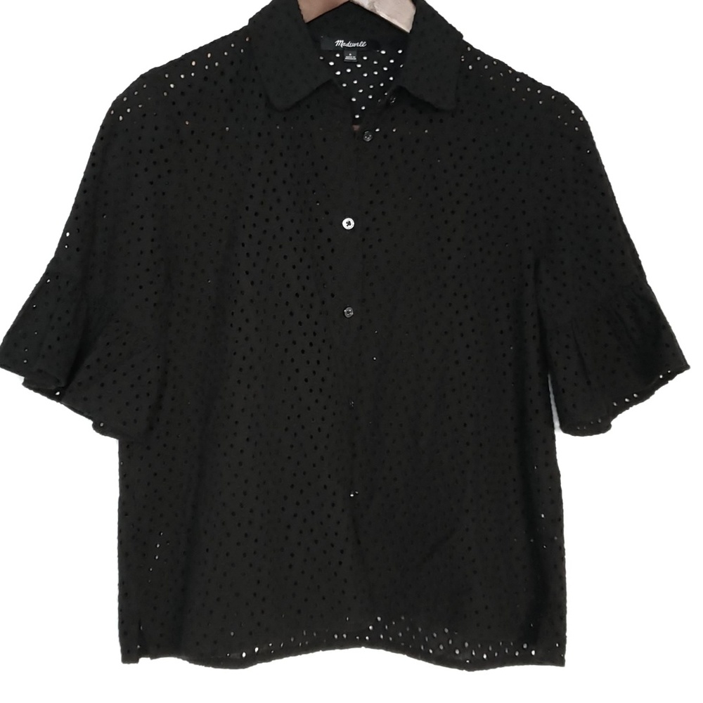 Madewell Eyelet Bell Sleeve Top Size Small
